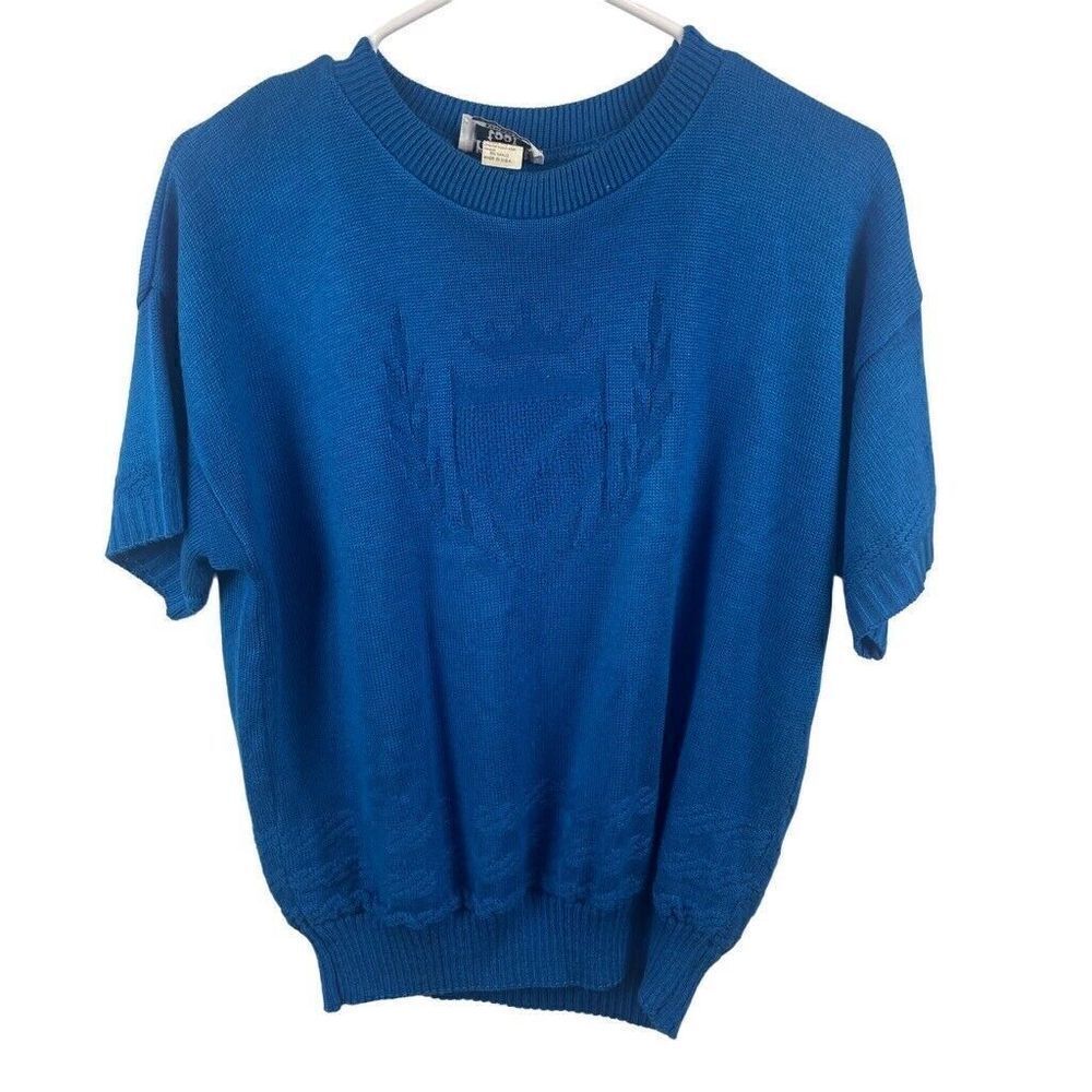 American Vintage Keneth Too! Blue 80s Acrylic Sweater Made‎ in USA Size M?